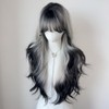 TTYAO REII Gray Black Gradient Wig Women Long Wavy Wig