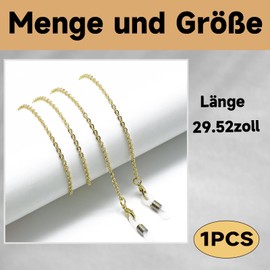 Elkuaie Glasses Chains for Men and Women, Hanging Neck Glasses Ropes, O-shaped Chains, Fashionable Hanging Necklaces, Glasses Accessories, Suitable for Sunglasses, Sunglasses, Frames, gold