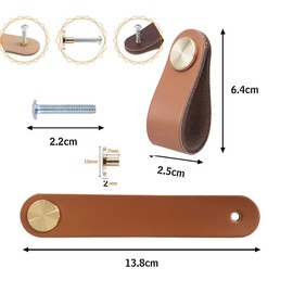 BOOLSFMAM 2 Stck Ledergriffe fr M?bel,6.4 x 2.5 cm Handgemachte Griff M?belkn?pfe Leder M?belgriffe,Schrank kn?pfe,Schrankkn?pfe fr Kchenschr?nke, Kleiderschrank