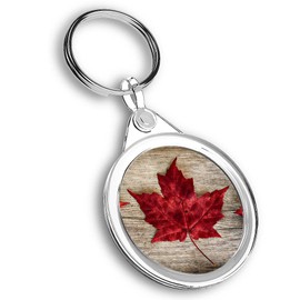 Destination Vinyl ltd 1 x Round Photo Keyring Canada Maple Leaf Travel Flag |Keychain|Keyring|Charm| #50439