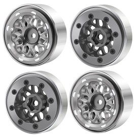 AXspeed 1.0 Inch RC Crawler Beadlock Rims 4pcs Metal Wheel Hubs for 1/18 TRX4M TRX4-M 1/24 Axial Scx24 Vehicles Car (Titanium)