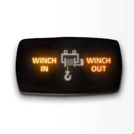WINCH IN WINCH OUT - Orange - STARK 7-PIN HORIZONTAL Momentary Toggle Switch Waterproof Black Shell/ON-OFF-ON DPDT illuminated Rocker Switch For Auto Truck Boat Marine- DC 20A 12V/10A 24V