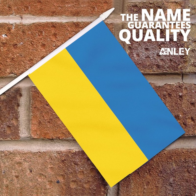 Anley Ukraine Mini Flag 12 Pack - Hand Held Small