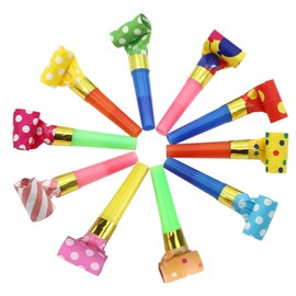 LIKENNY 10 Pack Backblowing Whistle Cheering Whistle Party Event Toy Kids Toy Birthday Blowing Party Props Colorful (Random Pattern)