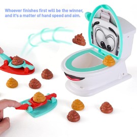 Poop Shoot Toilet Game, Funny Poop Family Board Game for Kids and Adults, Includes 12 Poop Toys, 2 Launchers and A Sticker, Gift for 4+ Year Olds Kids
