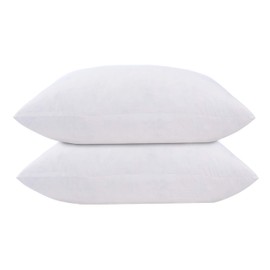 L' COZEE White Goose Feather and Down Pillows – Decorative Stuffed Pillows with 100% Cotton Cover – Hypoallergenic, Bed Pillows for Firm Sleepers – 2 Pack of White Throw Pillows – 18 x 24