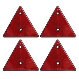 Qiping 4 Pack Red Trailer Triangle Reflectors, Screw-on E-Mark Approval Rear Triangle Reflector for Caravan, Truck, Van