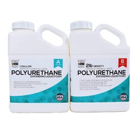 Polyurethane Expanding Liquid Foam 2 Gallon KIT, 2 LB Density Polyurethane Foam, Includes 1 Gallon Part A & 1 Gallon Part B, 2 Part Polyurethane Marine Foam, Coast Guard CERTIFIABLE AS Flotation Foam