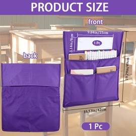CRASPIRE Chair Buddy Storage Pocket 19x16.5inch Chair Back Organizer Chart Purple with Name Tag Label Slot Students Seat Chairback Multiple Pockets for School Home Classroom Preschool Daycare Supplies