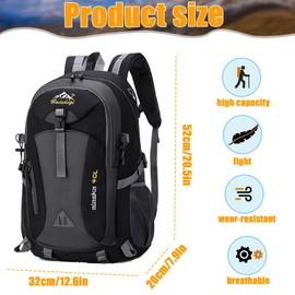 Hiking Backpack 40L Men Women Trekking Backpack Waterproof Backpack Lightweight Large Travel Backpack Outdoor Backpack with Reflective Strips for Hiking, Cycling, Climbing, Mountaineering and Travel