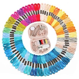 Artxfovy 120 pcs Embroidery Floss Cross Stitch Threads String Kit with Tool Accessories for Cross Stitch Threads, Bracelet Yarn, Craft Floss, Aroic Embroidery Floss Set