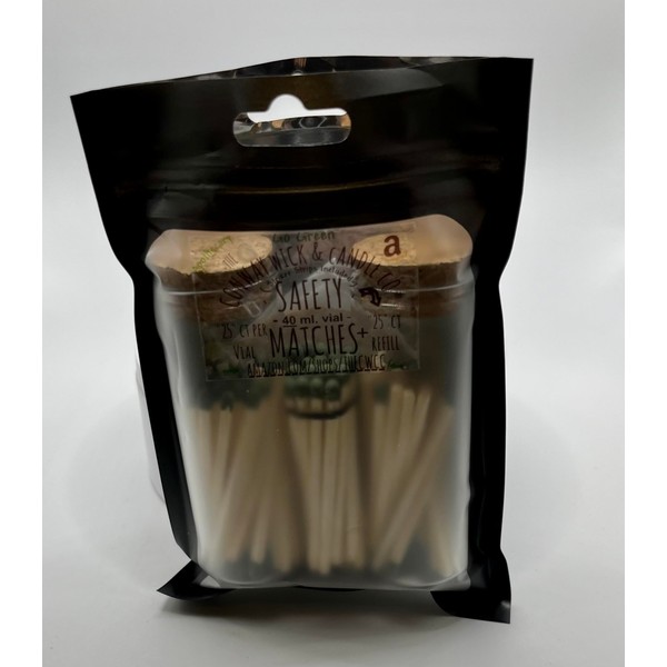 APOTHECARY SAFETY MATCH TWIN PACK W/REUSABLE (40ML) GLASS VIAL(2) WITH CORK LID, 25CT GO GREEN PER VIAL(50)+25CT REFILL=75CT TOTAL