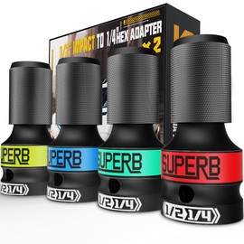 Skrweax Pack of 4 Impact Wrench Bit Adapter, 1/2 to 1/4 Inch Impact Wrench Adapter, 1/2 Square to 1/4 Hex, Quick Fruit Chuck for Impact Screws