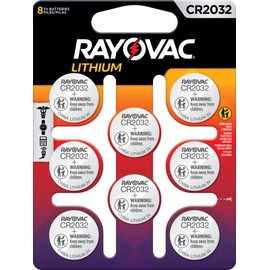 Rayovac CR2032 Lithium Coin Batteries, Coin Cell 3V Lithium Batteries, 8 Count