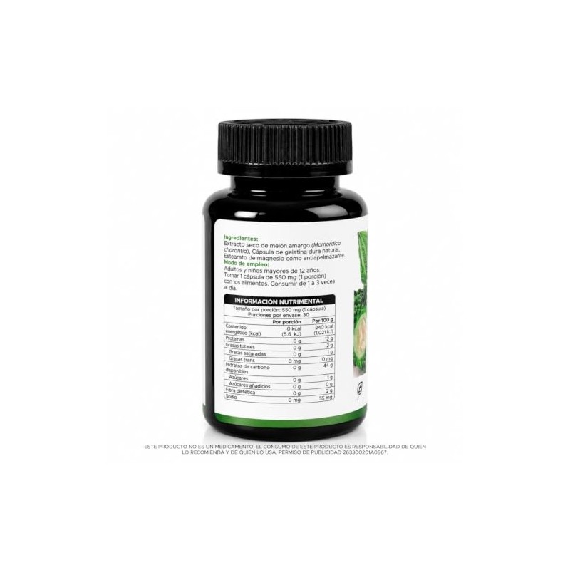 PACALLI Melón Amargo 30 Cápsulas de 550mg - Momordica charantia