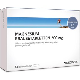 Medicom - Magnesium Effervescent Tablets 200 mg, Vitality for Muscles and Nerves, Vegan Dietary Supplement, Reduces Fatigue - 60 Effervescent Tablets