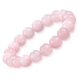 Handmade 10mm Rose Quartz Crystal Bracelet for Women Men,Natural Stone Pink Quartz Crystal Bead Healing Bracelet,Adjustable Stretchable Beaded Bracelet Bring Good Luck and Positive Energy