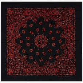 Mato & Hash Large Bandanas 27 x 27 | Versatile Biker Rags | Classic Paisley Bandana Pattern - 2PK Black/Red CA4200