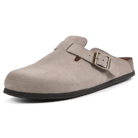 WHITE MOUNTAIN Women's Bari Wooden Shoes, Taupe Suede
