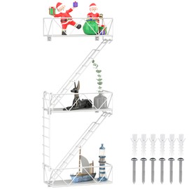 MR LISTEN Fire Escape Wall Shelf - Decorative Shelves New York Decor Staircase Shelf Action Figure Display Shelf for Bedroom, Office ，Home Decor (3 Tier) White