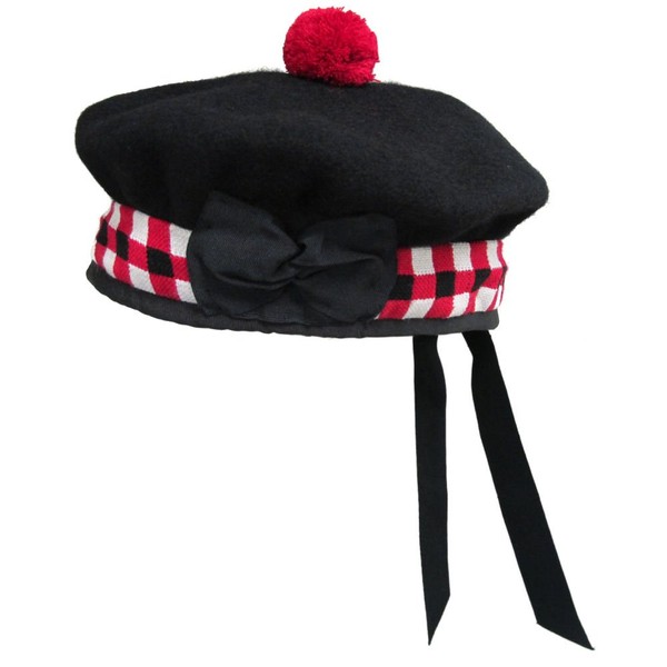 Tartanista Balmoral Black Scottish Diced Kilt Beret 7-56