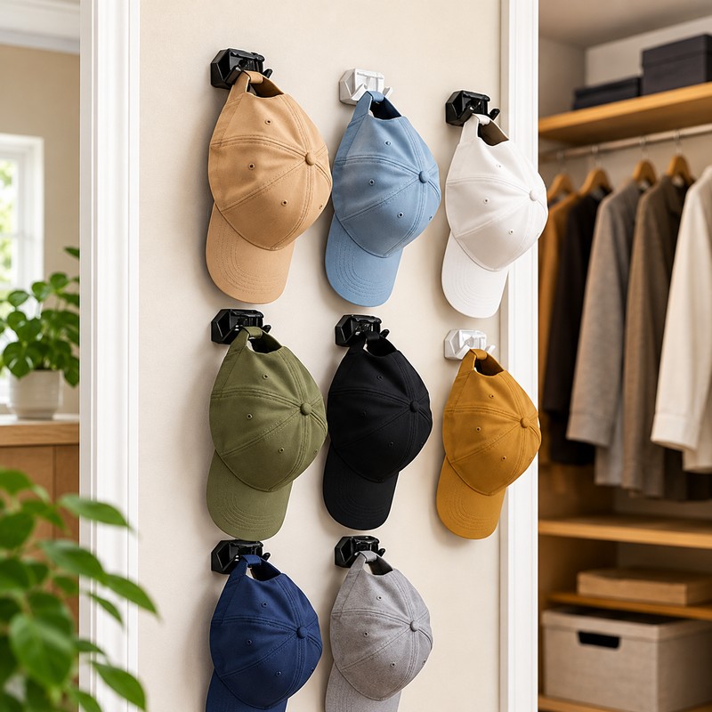 Adhesive Hat Racks for Wall & Door – Plastic No-Drill