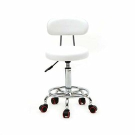 SPA Hydraulic Rolling Swivel Stool Salon Tattoo Chair Equipment (White)