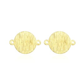Adabele BF-A3 - 20 piezas resistentes al deslustre, círculo redondo chapado en oro, componentes geométricos de latón cepillado de 12 mm, conector de 2 agujeros para aretes, collares, joyas, manualidades