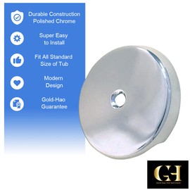 Gold-Hao-The-Bathroom Single Hole Bathtub Drain Overflow Plate/Tub Overflow Drain Ccover with Three Matching Screws/Bathtub Overflow Drain Cover Includes an Adapter (Chrome)