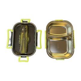 Portable All-in-One Stainless Steel Insulated Bento Lunch Box with Compartments and Utensils (2 compartments Green)