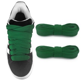 UamGlsob 3/4''(2cm) Chunky Shoelaces for 00s Sneakers, Flat Thick Wide Fat Shoe Laces Replacement for Trainer (Green, 54"/140cm)