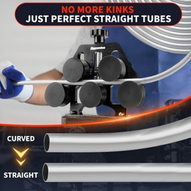 AOOSEDOO Tubing Straightener Brake Line Straightener Tubing Straightener Tool Adjustable for 3/16" - 1.0" Brake Line Aluminum Copper PEX Tubing. With 6AN-AN8 Double-ended AN Wrench Blue