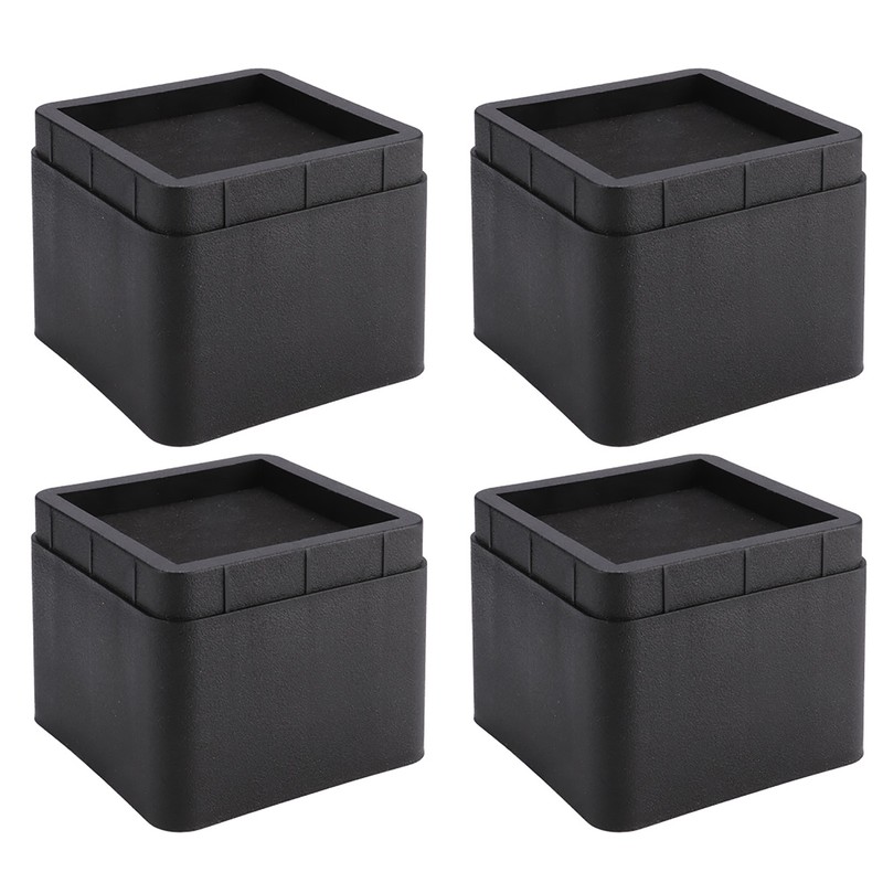 4PCS Durable Stackable Bed Risers Black Square MoisturE proof Insect