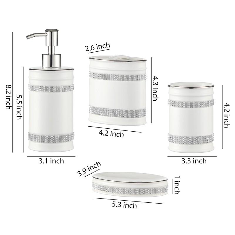 Motifeur Bathroom Accessories Set, 4-Piece Ceramic Bath Accessory Complete Set