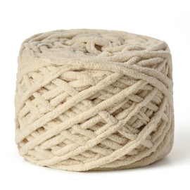 Hilo grueso de chenilla esponjoso para ganchillo de 100 g (65.6 yardas) - Hilo de bebé para ganchillo suave - Hilo de terciopelo para manta de ganchillo - Hilo de ganchillo Amigurumi (beige)