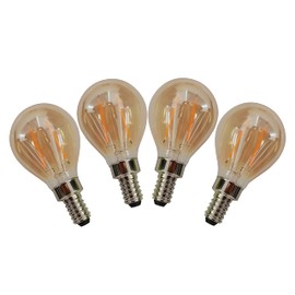 CTKcom 2 Watt G14 E12 Base LED Bulbs, Amber Glass Vintage Antique Dimmable led Bulb 120V 2200K Warm White 130 lumens 25 Watt Equivalent,4 Pack