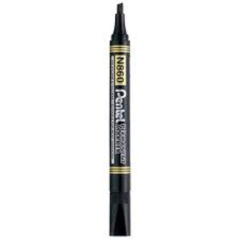 Pentel Pack of 3 Permanent Markers N860, Chisel Tip, Black