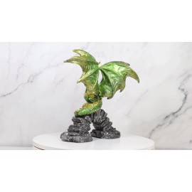 Ebros Gift Green And Gold Scales Behemoth Dragon Perching On Ancient Rock Arch Figurine