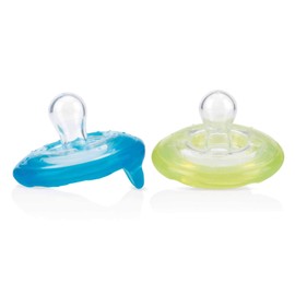 Nûby - 2 Natural Flex™ Dummies Cherry Shape - Green & Aqua - 6-36 Months