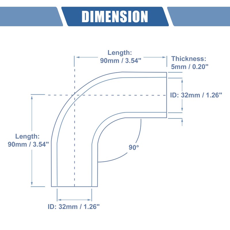 X AUTOHAUX 1 Pcs 32mm 1.26" ID 90mm 3.54" Length