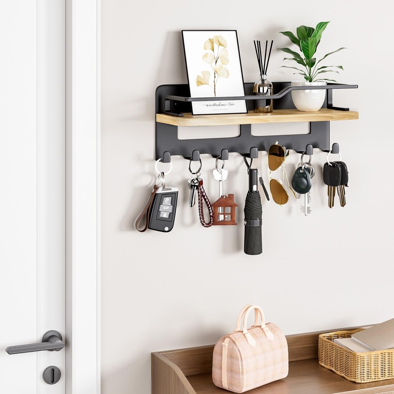 Yorbay Wooden Key Rack with Shelf: Multifunctional Wall Key Rack