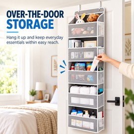5-Shelf Over-the-Door Hanging Organizer for Bedroom and Bathroom – Anti-Tilt Space-Saving Storage with 5 Large Pockets