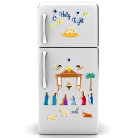 26 Pcs Nativity Manger Scene Magnet Decal Set Magnetic Nativity Car Christmas Decorations Christmas Car Refrigerator Nativity Scene Magnets for Kids Educational Learning Activities Door (Cute)