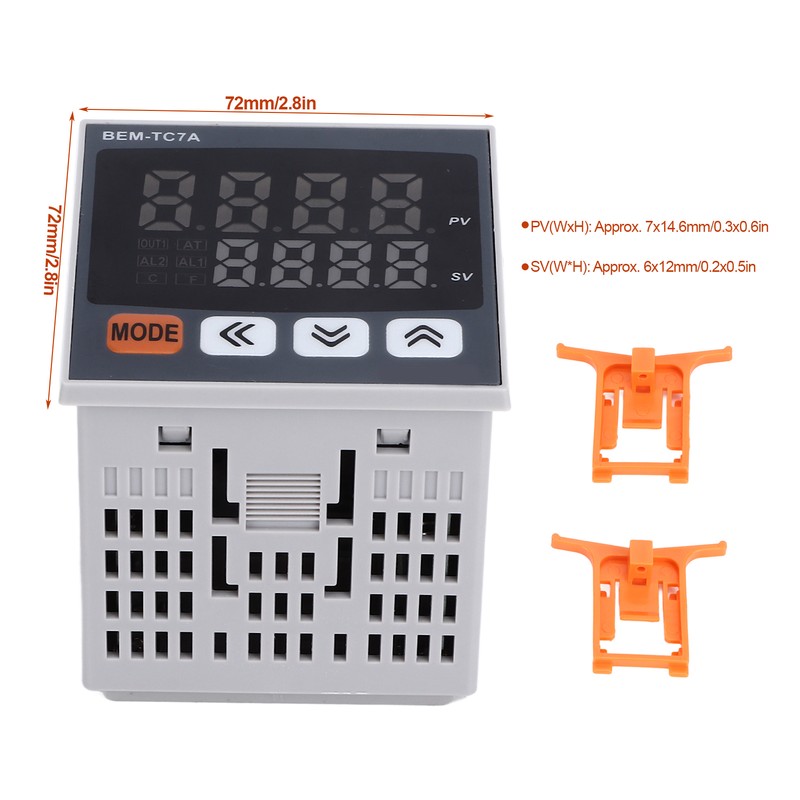 PID Temperature Controller 72x72mm Digital Display Intelligent Thermostat AC 100‑240V