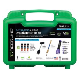 Tracerline TPOPUV19 R1234yf Air Conditioning Refrigerant Leak Detection Dye Kit - (3) Mini-EZ Single-dose AC Dye, UV Flashlight, R-1234yf Coupler, EZ-Ject Injector, 2oz Glo-Away Cleaner, Made in USA