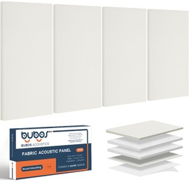 BUBOS 4 PCS Acoustic Panels,23.6''x11.8'' Fabric Soundproof Wall Panels,Self-adhesive Sound Absorbing Panels for Studios, Office, Home Theater, Fabric-Clad Off-White