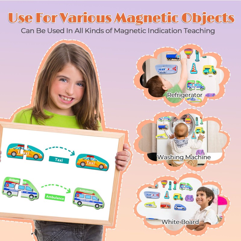 Fridge Magnets for Kids,Large Size Magnetic Vehicles,Puzzle Vehicles Magnets for