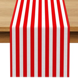 Buxiuer Red and White Striped Table Runner Circus Carnival Theme Party Decoration Read Across American Dining Room Home Kitchen Table Decor