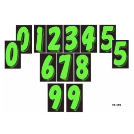 EZ Lettering Fluorescent Green Car Dealer Windshield Stickers 7 1/2" Numbers, 13 Packs