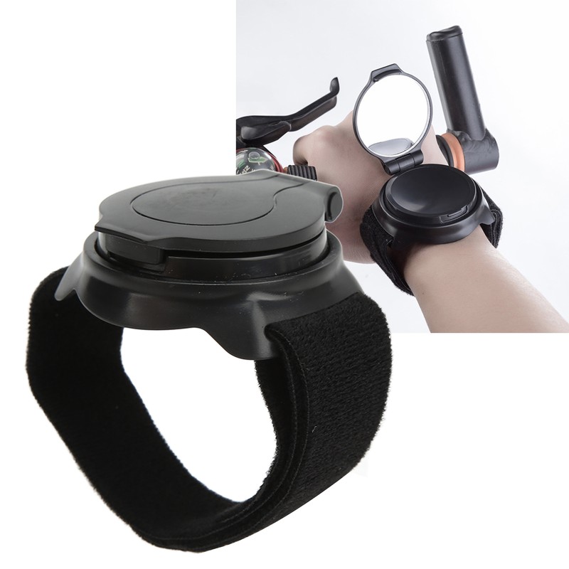 Bicycle Mirror Nylon Wrist Arm Strap Convex Design Black 5cm
